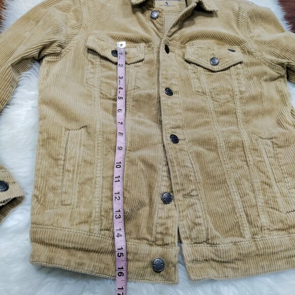 Only & Sons Cotton Blend Button-Front Mens S Long Sleeve Corduroy Jacket Beige - Picture 10 of 11